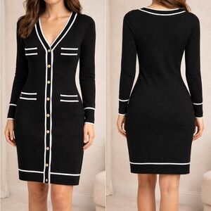 Madison & Hudson Black and White Button-Down Dress Sz Sm